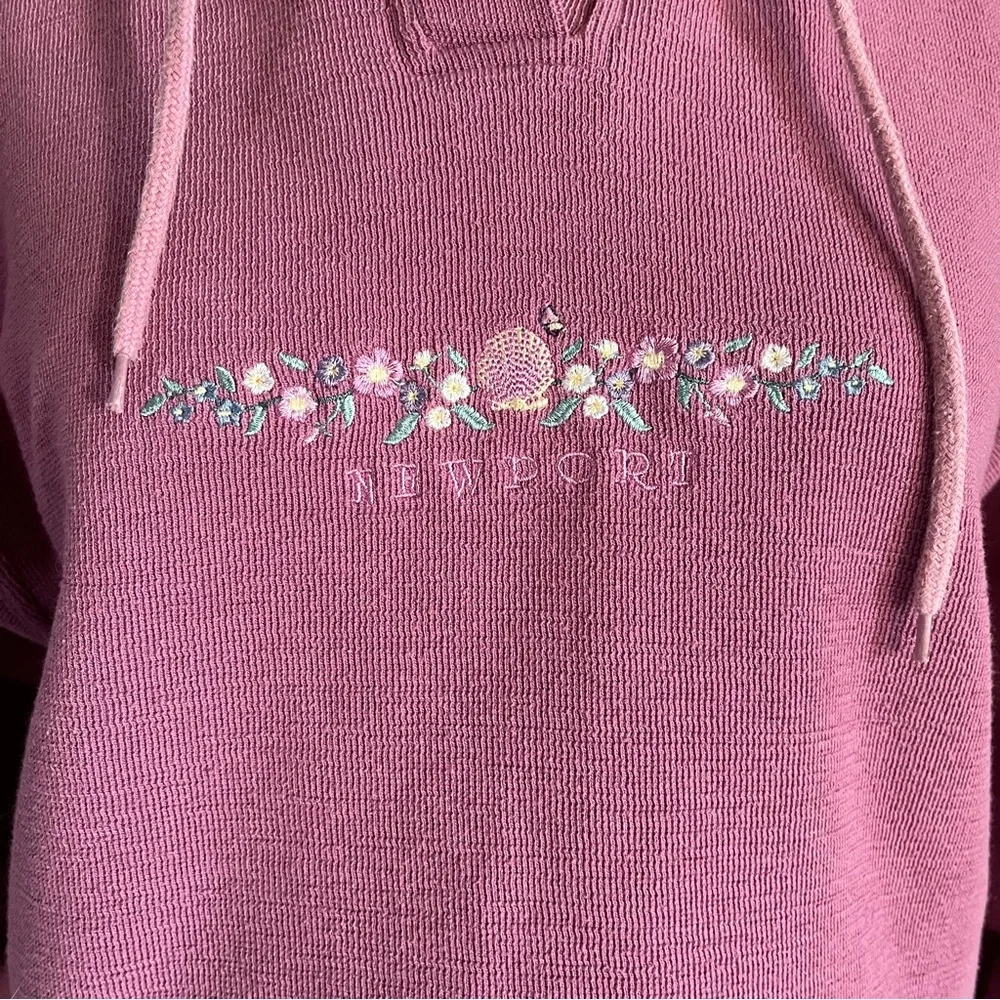 Vintage NEWPORT 1/4 button mock neck sweatshirt embroidered Cuffy’s Resortwear L - Picture 9 of 12